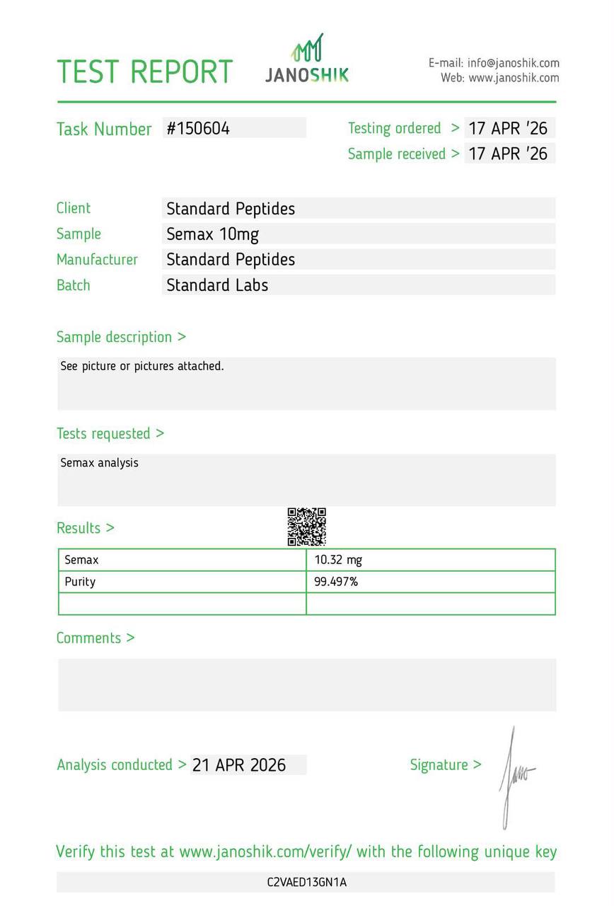 Laborbericht Semax 10mg