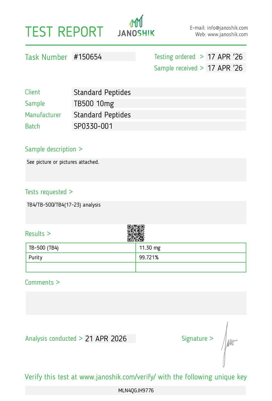 Laborbericht TB500 10mg